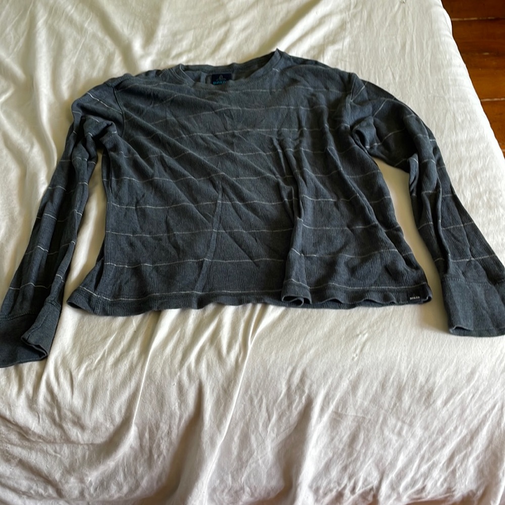 Prana, Long Sleeve Shirt, Men’s Medium, Dark Blue with White Stripes
